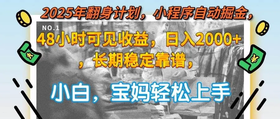 （15082期）2025年翻身计划，小程序自动掘金48小时可见收益，日入2000+，长期稳定…_学通网创