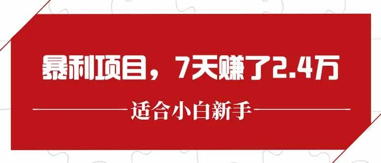 （15228期）最新暴利项目，每单收益轻松在300以上，7天赚了2.4万_学通网创
