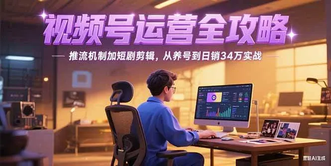 （15217期）2025视频号运营全攻略，推流机制加短剧剪辑，从养号到日销34万实战_学通网创