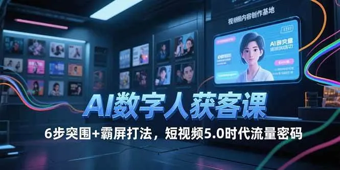 （15247期）AI数字人获客课，6步突围+霸屏打法，短视频5.0时代流量密码_学通网创