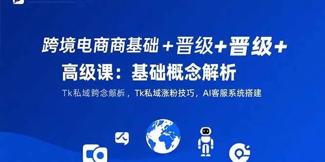 （15496期）跨境电商基础+晋级+高级课：基础概念解析,Tk私域涨粉技巧,AI客服系统搭建_学通网创