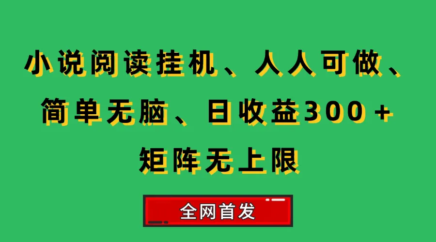 （15413期）小说挂机阅读，人人可做，简单无脑，一天收益300＋矩阵无限上_学通网创