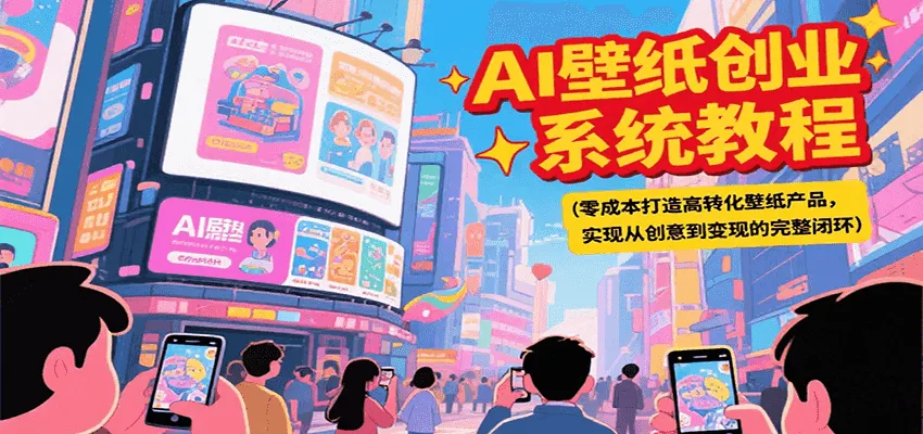 AI壁纸创业系统教程，零成本打造高转化壁纸产品，实现从创意到变现的完整闭环_学通网创