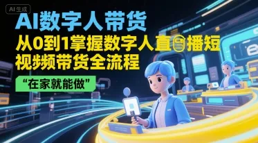 AI数字人带货，从0到1掌握数字人直播短视频带货全流程，在家就能做_学通网创