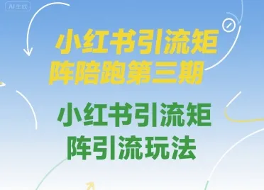 小红书引流矩阵陪跑第三期，小红书引流矩阵引流玩法_学通网创