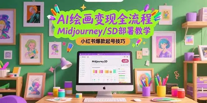 （15324期）AI绘画变现全流程，Midjourney/SD部署教学，小红书爆款起号技巧_学通网创