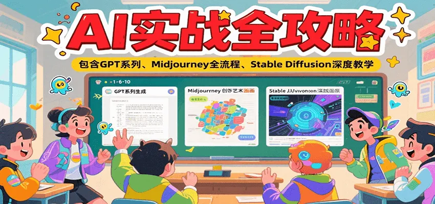 AI实战全攻略，包含GPT系列、Midjourney全流程、Stable Diffusion深度教学_学通网创