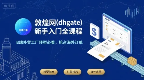 敦煌网(dhgate)新手入门全课程,B端外贸工厂转型必看,抢占海外订单_学通网创