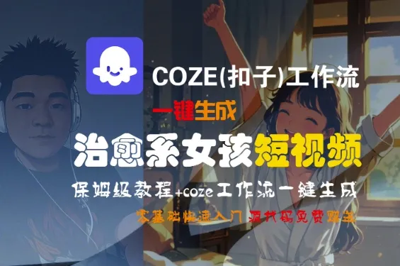 COZE(扣子)工作流一键生成治愈系女孩短视频，保姆级教程，零基础快速入门_学通网创