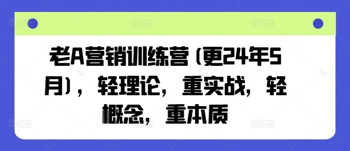 老A营销训练营(更25年7月),轻理论,重实战,轻概念,重本质_学通网创