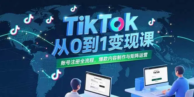 （15346期）TikTok从0到1变现课，账号注册全流程，爆款内容制作与矩阵运营_学通网创