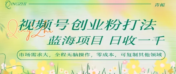 视频号创业粉打法,日入1k,蓝海项目,市场需求大,全程无脑操作,可复制_学通网创