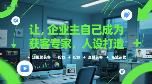 让企业主自己成为获客专家，人设打造+短视频获客+投放+直播获客+私域运营_学通网创