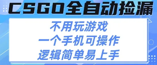 CSGO自动捡漏项目，最新独家玩法，不用挂G不用玩游戏，一个手机即可操作，新手小白轻松月入1W+【揭秘】_学通网创