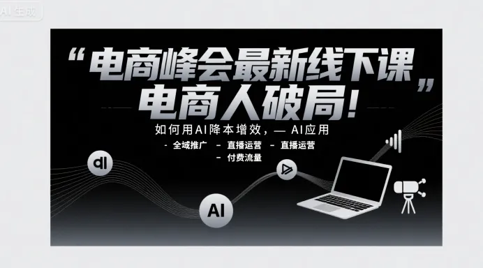 电商峰会最新线下课，电商人破局，如何用AI降本增效，AI应用-全域推广-直播运营-付费流量_学通网创