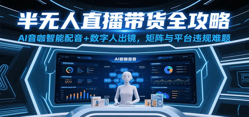 半无人直播带货全攻略：AI音咖智能配音+数字人出镜，解决账号矩阵与平台违规难题_学通网创