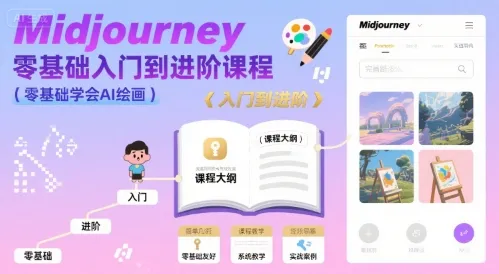 midjourney零基础入门到进阶课程，零基础学会AI绘画_学通网创