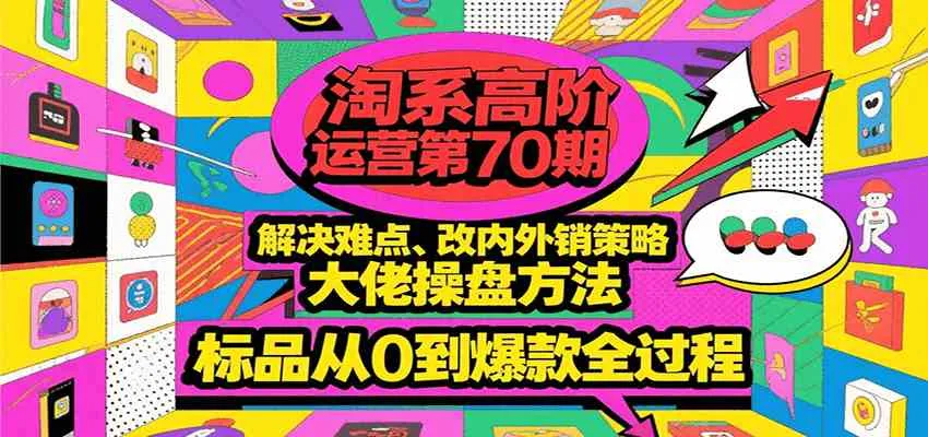 淘系高阶运营第70期，解决难点、改内外销策略，大佬操盘方法，标品从0到爆款全过程_学通网创