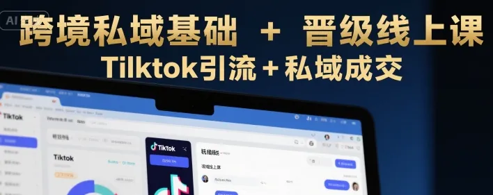 跨境私域基础+晋级线上课，Tilktok引流+私域成交_学通网创