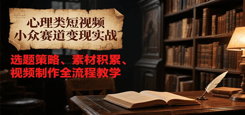 心理类短视频小众赛道变现实战，选题策略、素材积累、视频制作全流程教学_学通网创