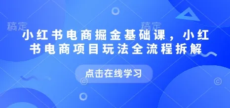 小红书电商掘金课，小红书电商项目玩法全流程拆解（更新7月）_学通网创