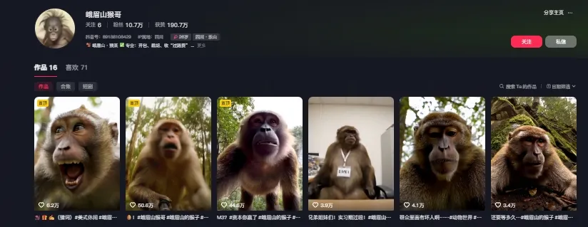 最新爆火的峨眉山猴子短视频制作教程，条条点赞10w+，谁做谁火【教程+提示词】_学通网创