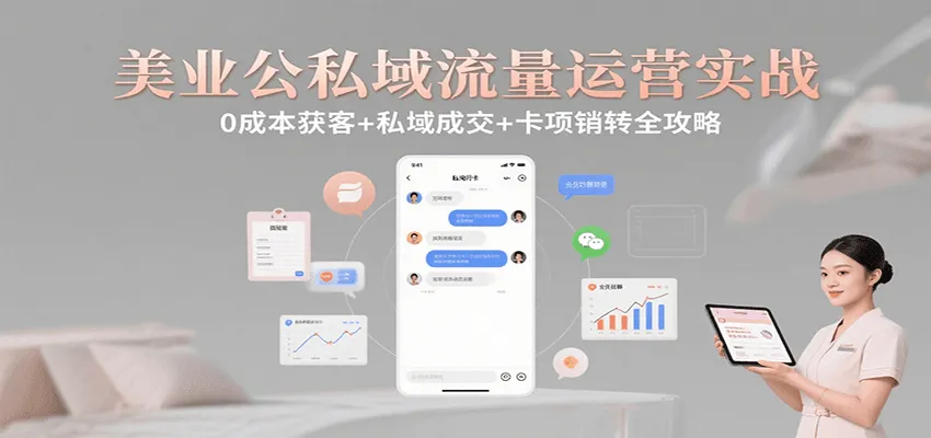 美业公私域流量运营实战：0成本获客+私域成交+卡项销转全攻略_学通网创