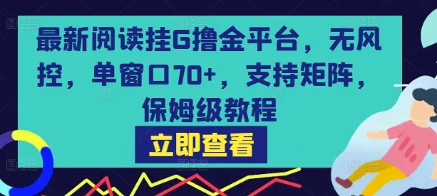 最新阅读挂G撸金平台，无风控，单窗口70+，支持矩阵，保姆级教程【揭秘】_学通网创