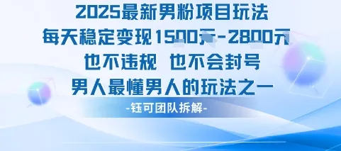 2025最新男粉项目玩法每天变现1k+也不违规也不会封号男人最懂男人的玩法_学通网创