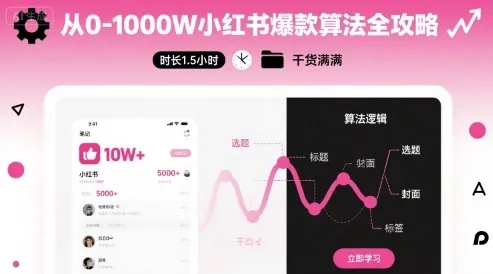 从0-1000W小红书爆款算法全攻略，时长1.5小时，干货满满_学通网创