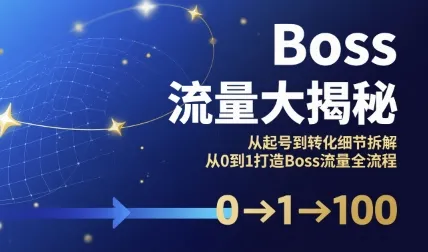 Boss流量大揭秘，从起号到转化细节拆解，从0到1打造Boss流量全流程_学通网创