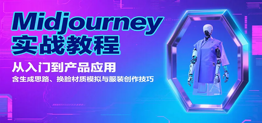 Midjourney实战教程:从入门到产品应用,含生成思路、换脸材质模拟与服装创作技巧_学通网创