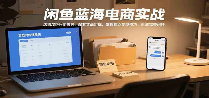 闲鱼蓝海电商实战，涵盖店铺、起号、定价等，配套实战对练，掌握核心变现技巧_学通网创