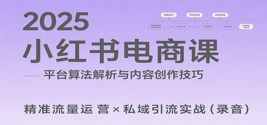 2025小红书电商课：解析算法，创作高转化内容，助力卖家获取流量实现变现（录音）_学通网创