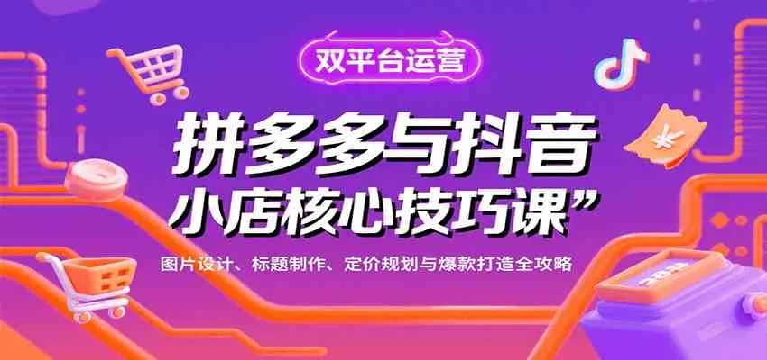 拼多多与抖音小店核心技巧课,图片设计、标题制作、定价规划与爆款打造全攻略_学通网创