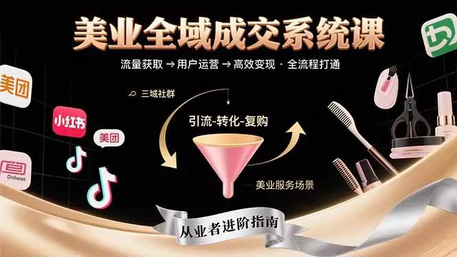 （15650期）美业全域成交系统课程：帮助美业从业者打通从流量获取到高效变现全流程_学通网创