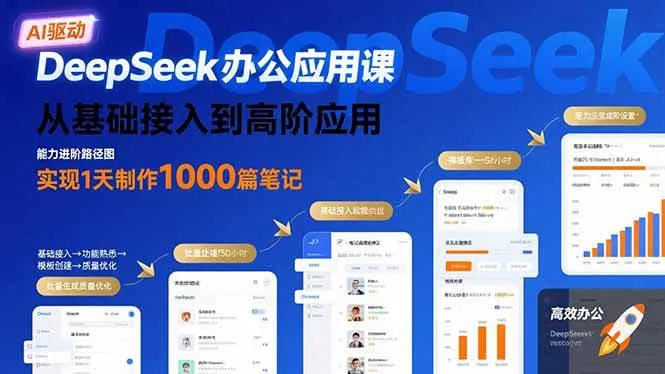 （15754期）DeepSeek办公应用课：从基础接入到高阶应用，实现1天制作1000篇笔记_学通网创
