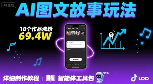 抖音爆火的ai图文故事玩法，18个作品涨粉69.4W，详细制作教程+智能体