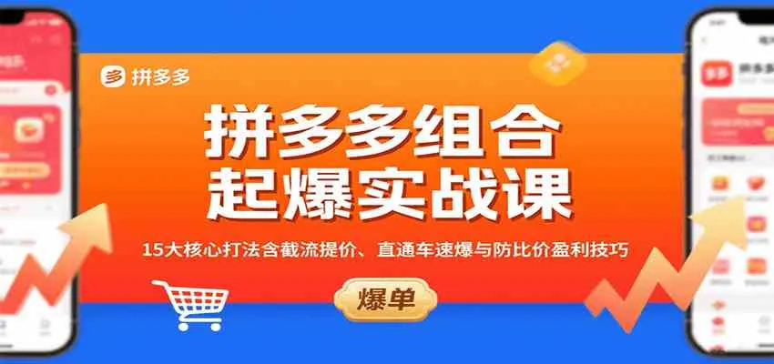 拼多多组合起爆实战课:15大核心打法含截流提价、直通车速爆与防比价盈利技巧_学通网创