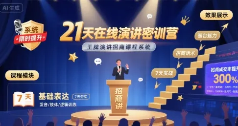 21天在线演讲密训营，王牌演讲招商课程系统_学通网创