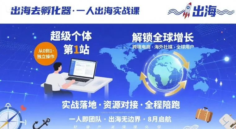 出海去孵化器,一人出海实战课,超级个体第1站,解锁全球增长_学通网创