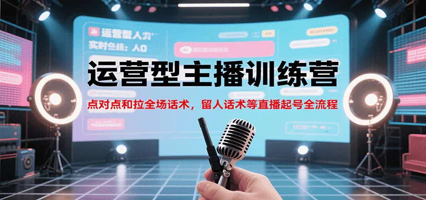 运营型主播训练营，点对点和拉全场话术，留人话术等直播起号全流程（更新8月）_学通网创