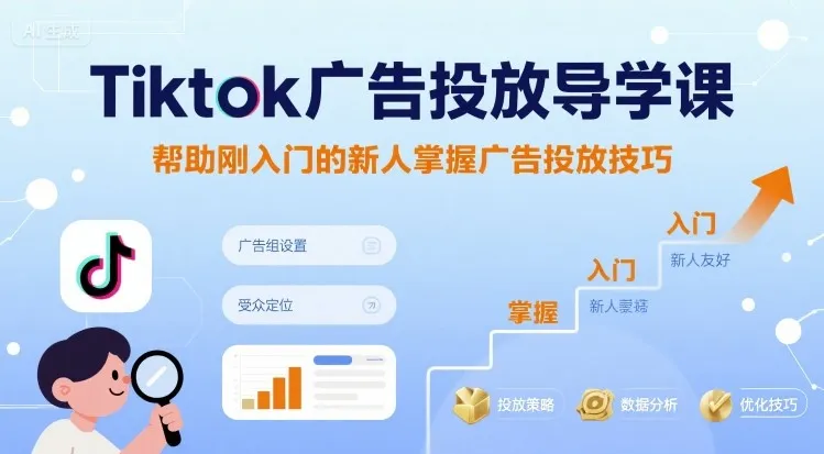 Tiktok广告投放导学课,帮助刚入门的新人掌握广告投放技巧