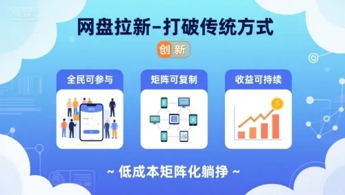 网盘拉新-打破传统方式，低成本矩阵化躺挣，全民可参与、矩阵可复制、收益可持续【揭秘】_学通网创