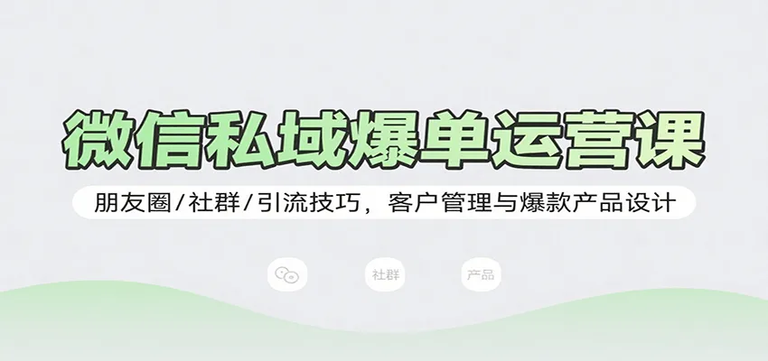 微信私域爆单运营课:朋友圈/社群/引流技巧,客户管理与爆款产品设计_学通网创