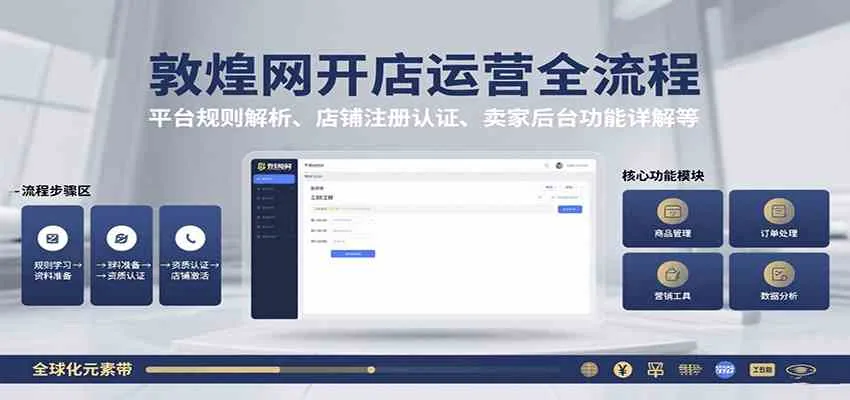 敦煌网开店运营全流程：平台规则解析、店铺注册认证、卖家后台功能详解等_学通网创