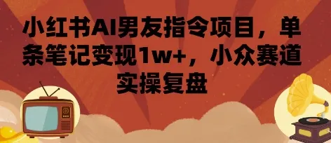 小红书AI男友指令项目，单条笔记变现1w+，小众赛道实操复盘_学通网创