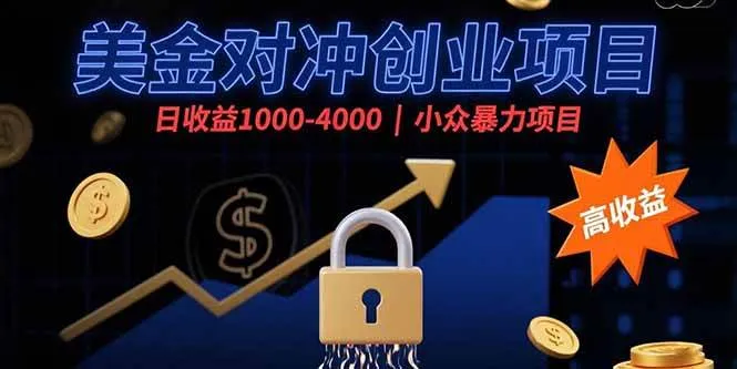 （15642期）美金对冲创业项目，日收益1000-4000，小众暴力项目_学通网创