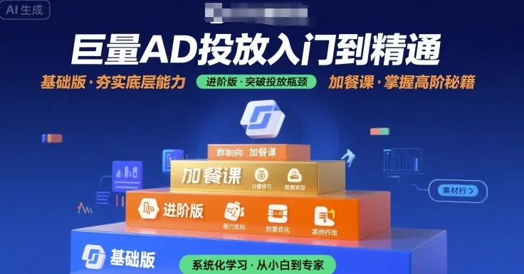 巨量AD投放入门到精通，基础版+进阶版+加餐课_学通网创