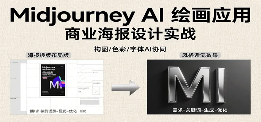 Midjourney AI绘画应用，关键词指令解析、漫画头像制作、海报设计、3D人物生成等_学通网创